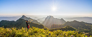 Woman hiking in the mountains