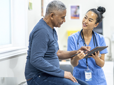 Doctor speaking to patient